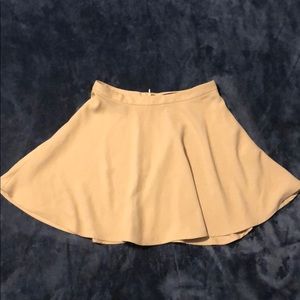 F21 Tan High Waist Skater Skirt